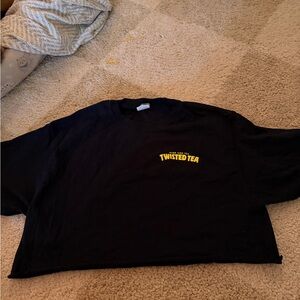 Source Unknown Black Crop Top with Yellow Print